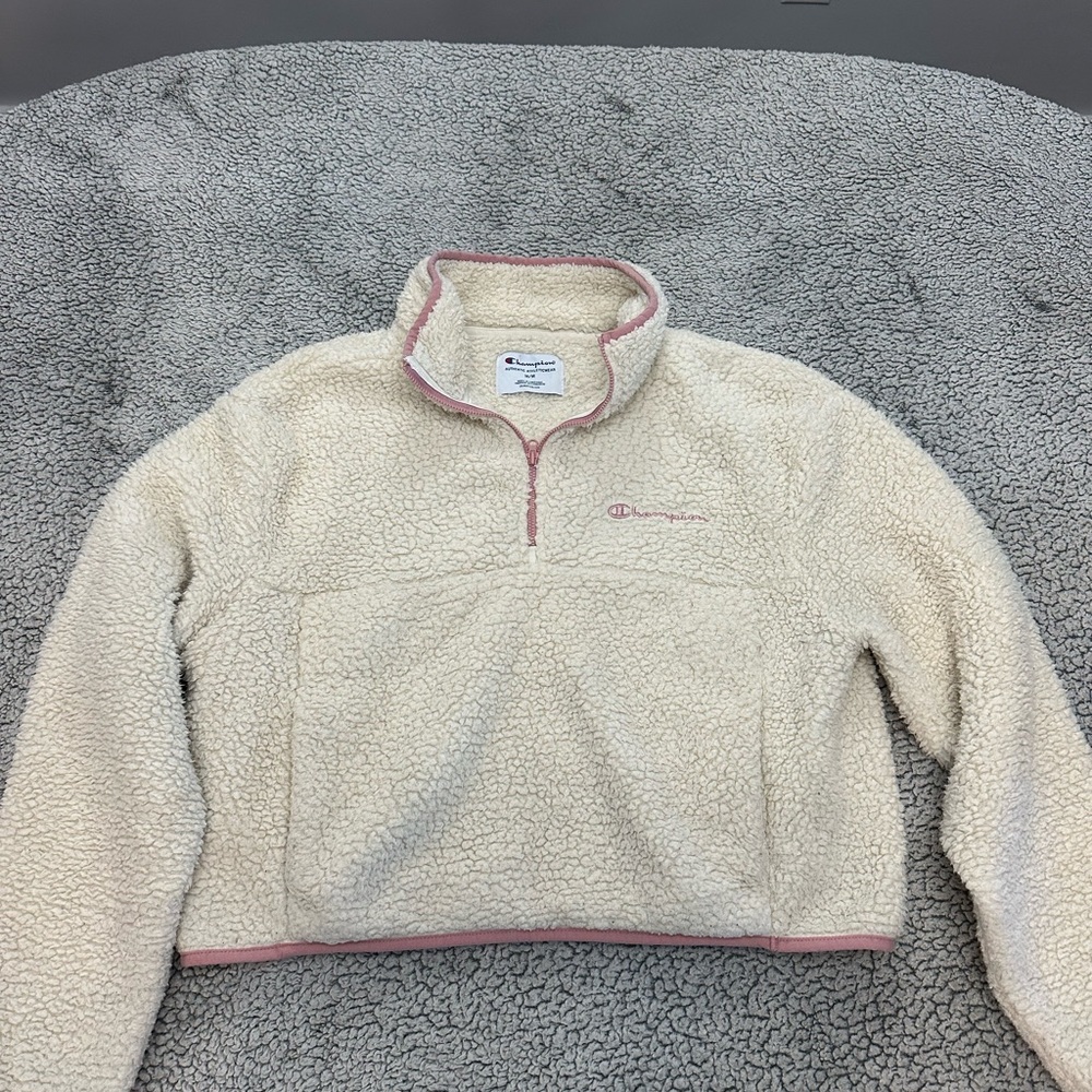 Champion Women's Cream and Pink Sherpa Turtleneck